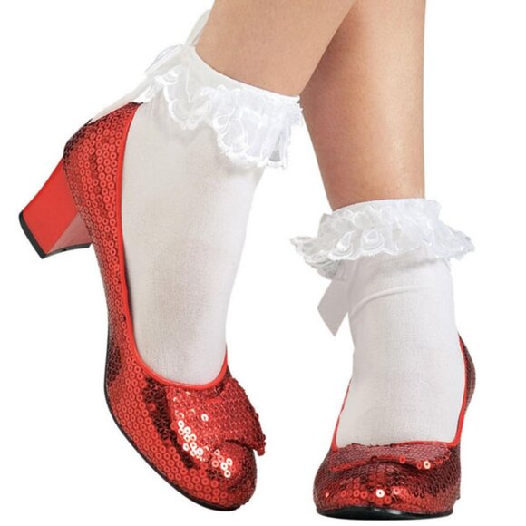 SOLD -- of Oz Dorothy's Ruby Red Slippers Shoes Cosplay Halloween LARGE 9-10 NEW - Picture 2 of 12